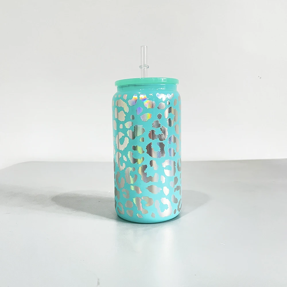 Стеклянная бутылка для воды с леопардовым принтом, 16 унций