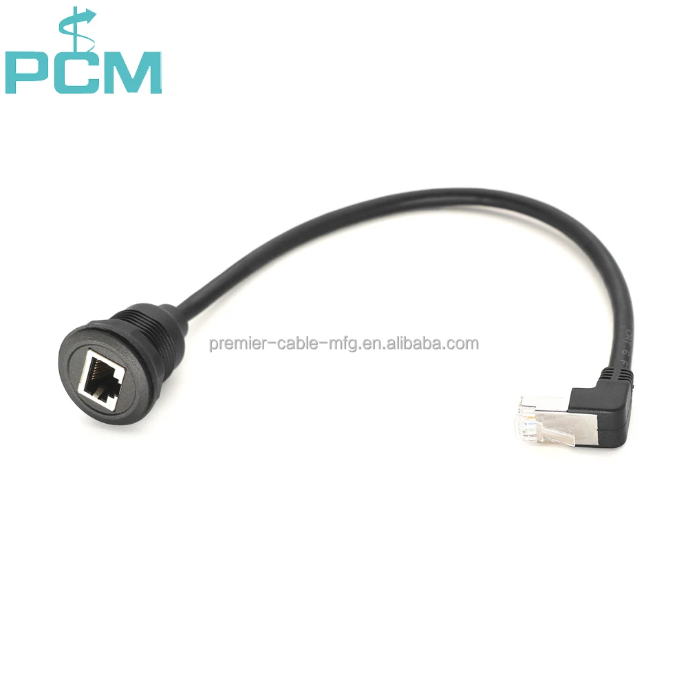 RJ45 Right Angle Round Panel Mount Ethernet Network Adapter Cable For Communication Cable supplier