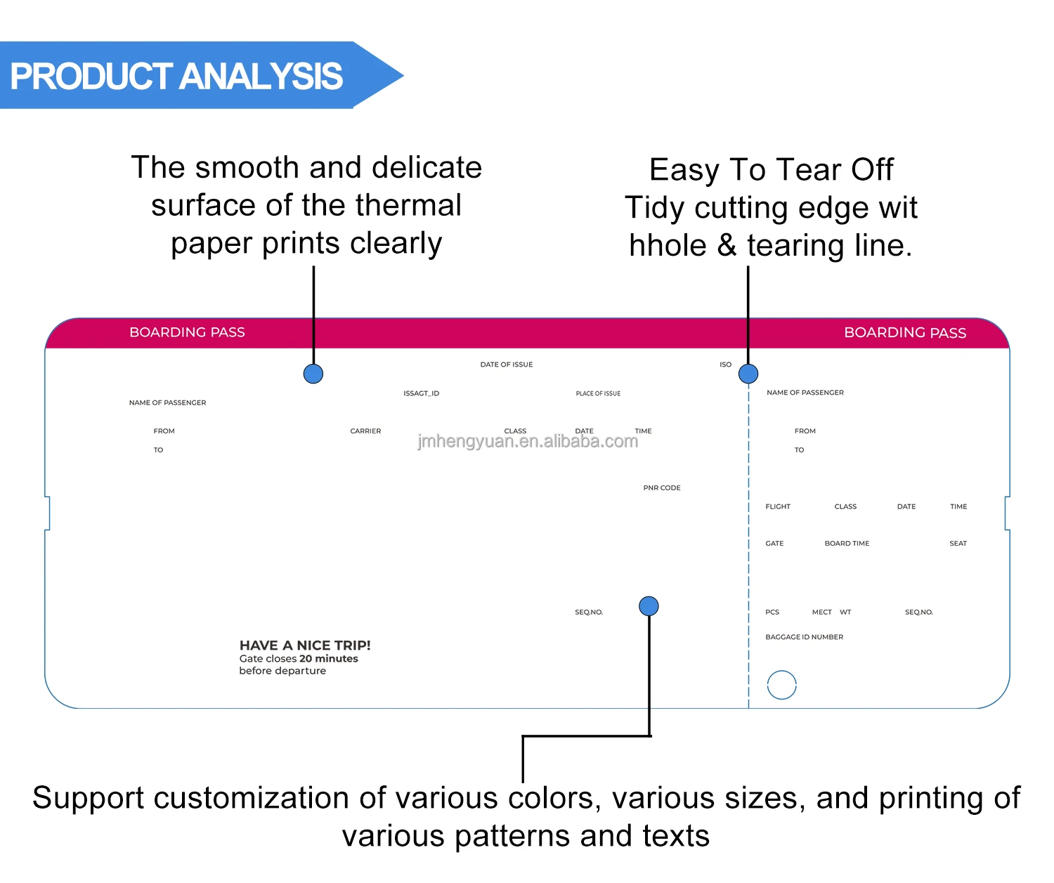 Цветная печать на заказ картонный билет рейс с тепловым покрытием самолет посадочный талон бумажные билеты