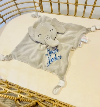 Embroidered  Personalised baby comforter Stuffed animal gift, Newborn Gift