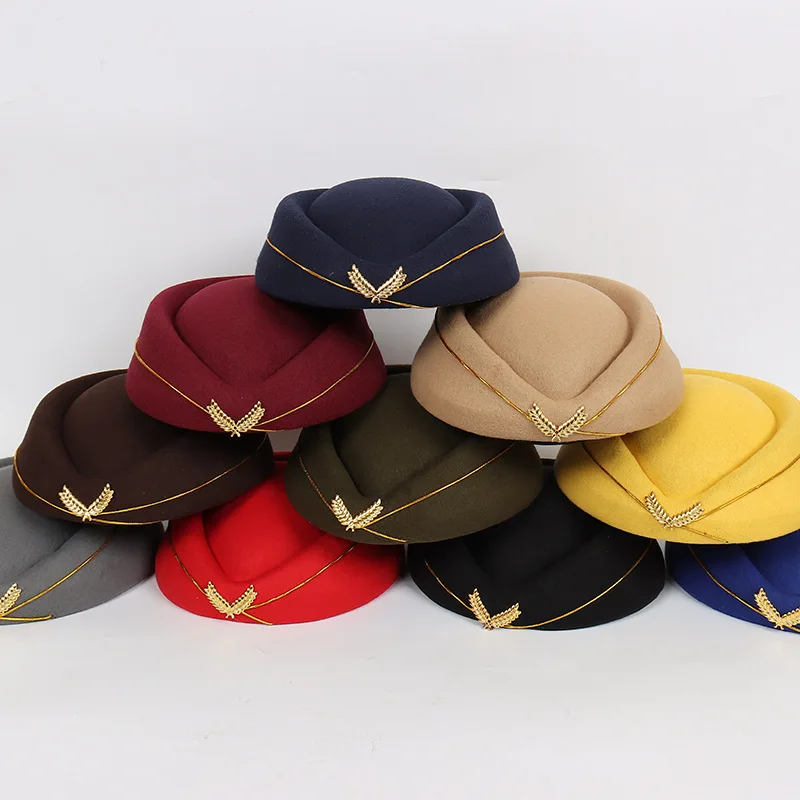 8265 Stewardess Hat Airline Stewardess Cap Imitation Wool Uniform Plane 61hsADwPViL._AC_UY350_.jpg main image 2