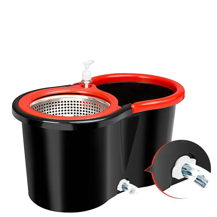 Washable Mop Microfiber Cleaning Cloths with Barrel Set Hands-free Squeezing Swob for Broom with Magic Tape
