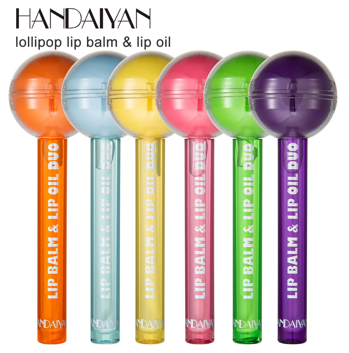 HANDAIYAN 2 in 1 Dual Use Cute Lollipop Lip Balm Color Changing Moisturizing Lipstick Lip Oil Lip Gloss