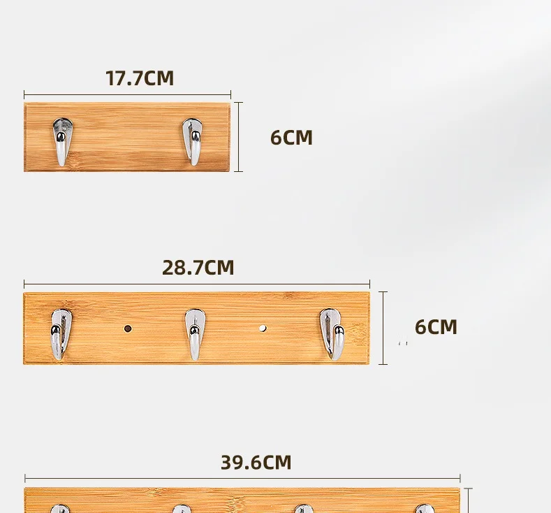 Factory Direct High Quality Bamboo Wall-Mounted Coat Rack Modern Simple Coat Hooks Light Luxury Home Hook factory