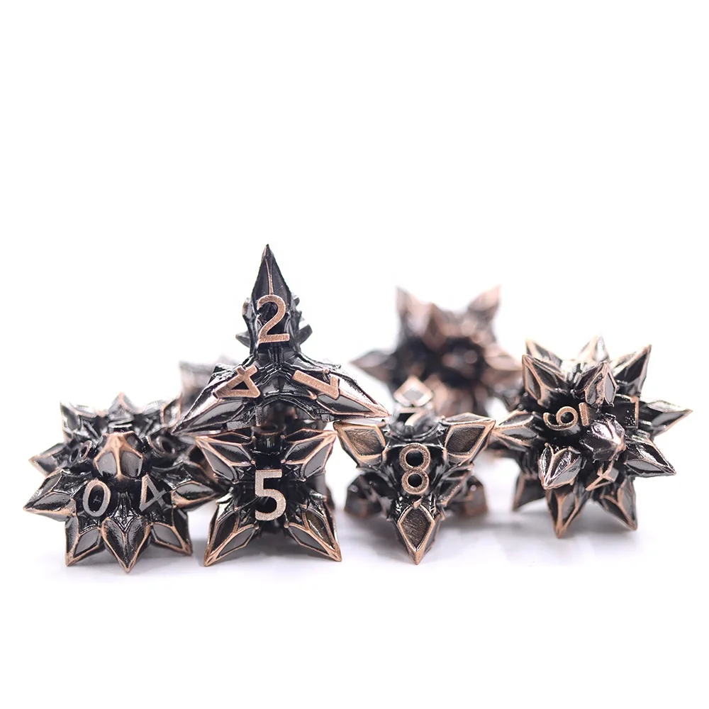 Melhor Preço Conjunto 7pcs de Dados DND de Metal Antigo com Brilhos, Design Sólido em Formato Especial para Jogos de RPG