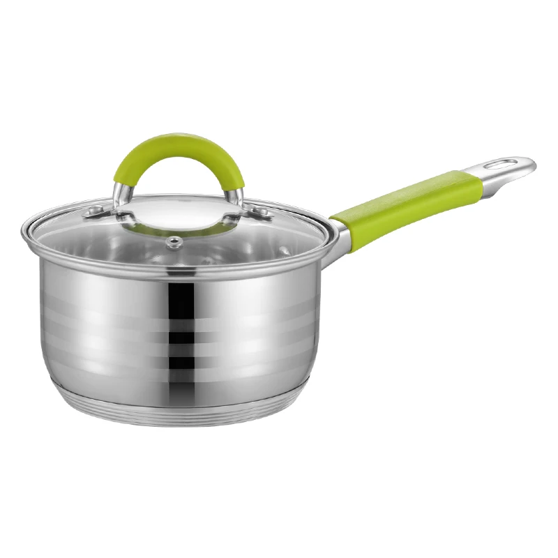 Набор кухонной посуды из нержавеющей стали, 12 шт., новый дизайн, силиконовая антипригарная ручка, кухонная посуда, набор с антипригарной сковородкой