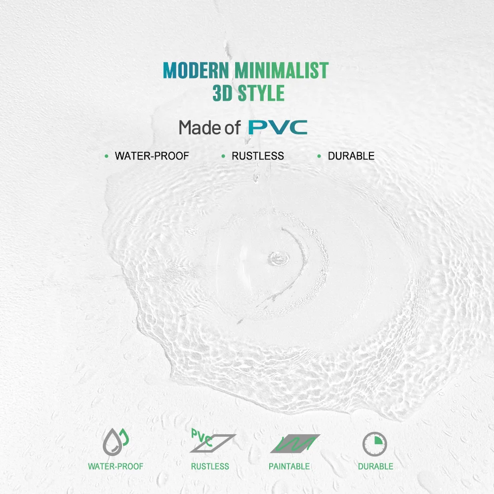 Moisture-proof Relief Designs 2x2 2X4 ft Glue up Ceiling Tiles Plastic Drop Waterproof PVC White Black Ceiling Tiles