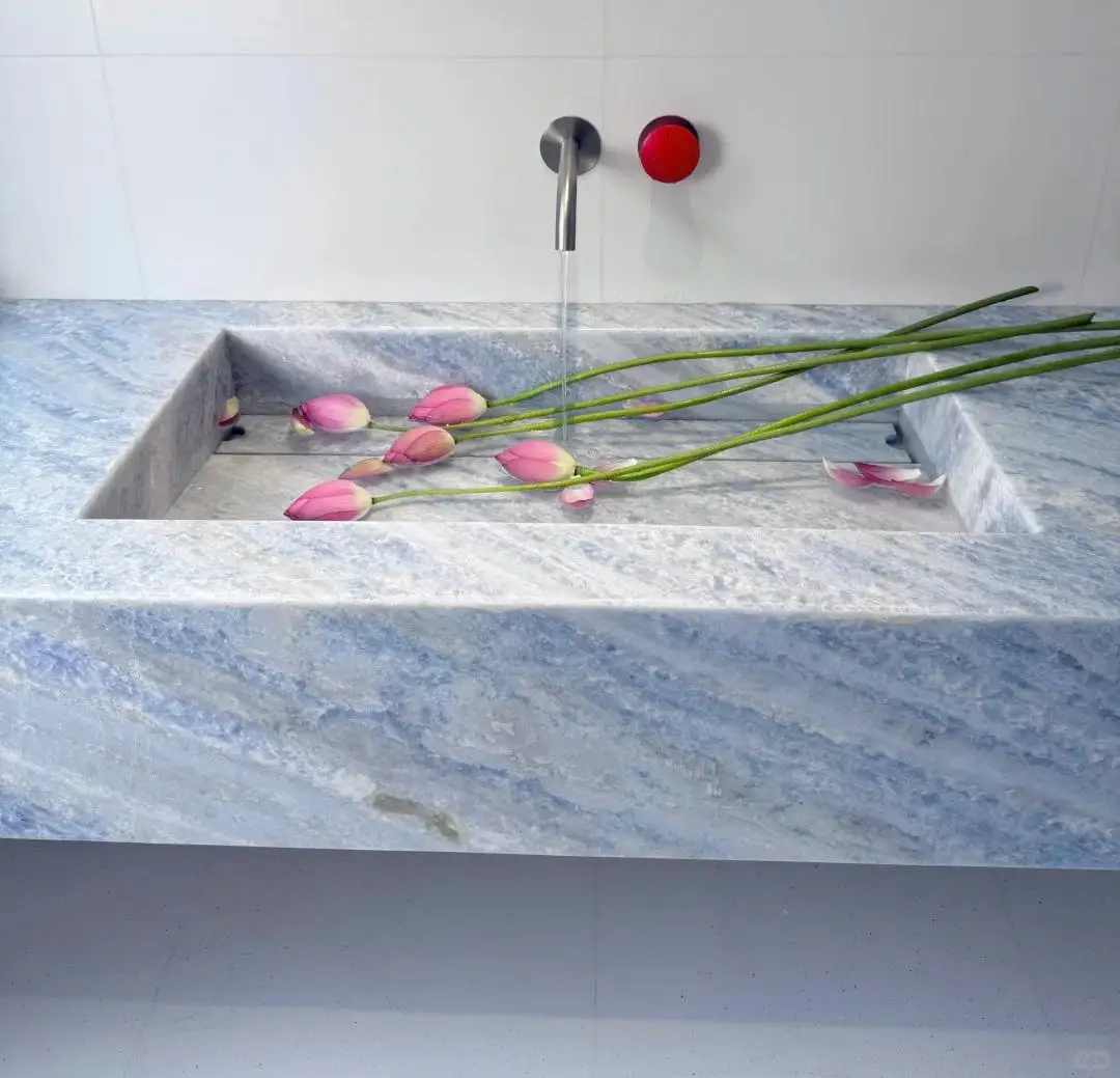 product blue crystal marble washbasin countertops vanity tops  table tops blue marble bathroom sink-5