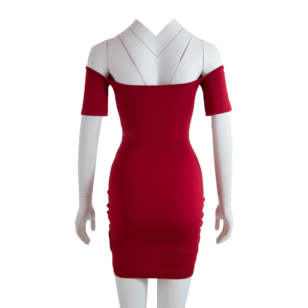 Off Shoulder Short Sleeve Mini Dress for Women