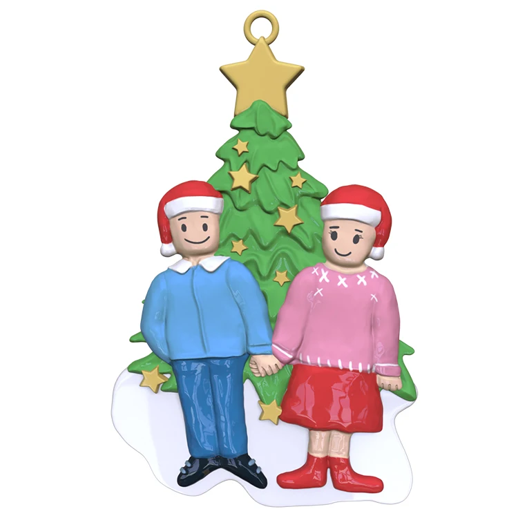 Atacado Personalizável Enfeites de Cerâmica Únicos Tema Família Especial Dia dos Pais Decorações de Árvore de Natal para Decoração Festiva e Presente