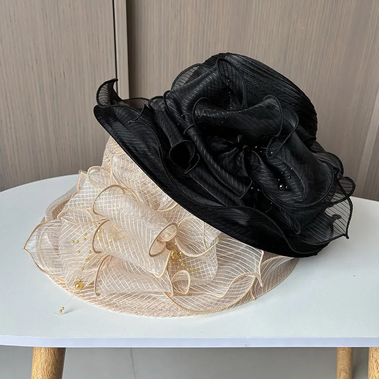 Organza Church Fascinator Wedding Tea Party Derby Hats for  display picture 1