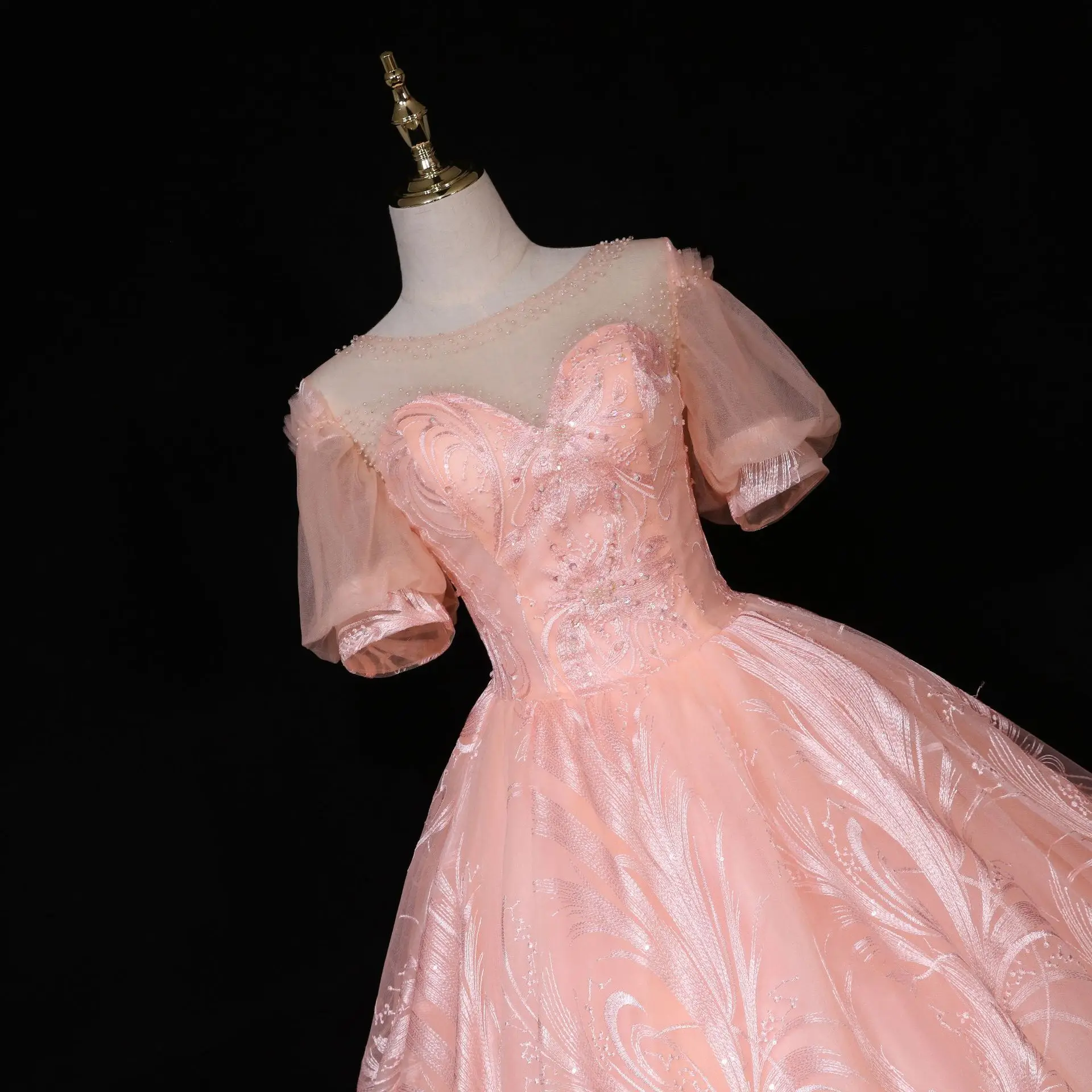 slim fit dress slacks Fairytale Pink Sequin Party Dress | Floral Sparkly Maxi Dress