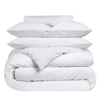 bedding set hotel sheets quilt duvet cover wholesale hotel use white satin polyester cotton baby double luxury soft for sleeping