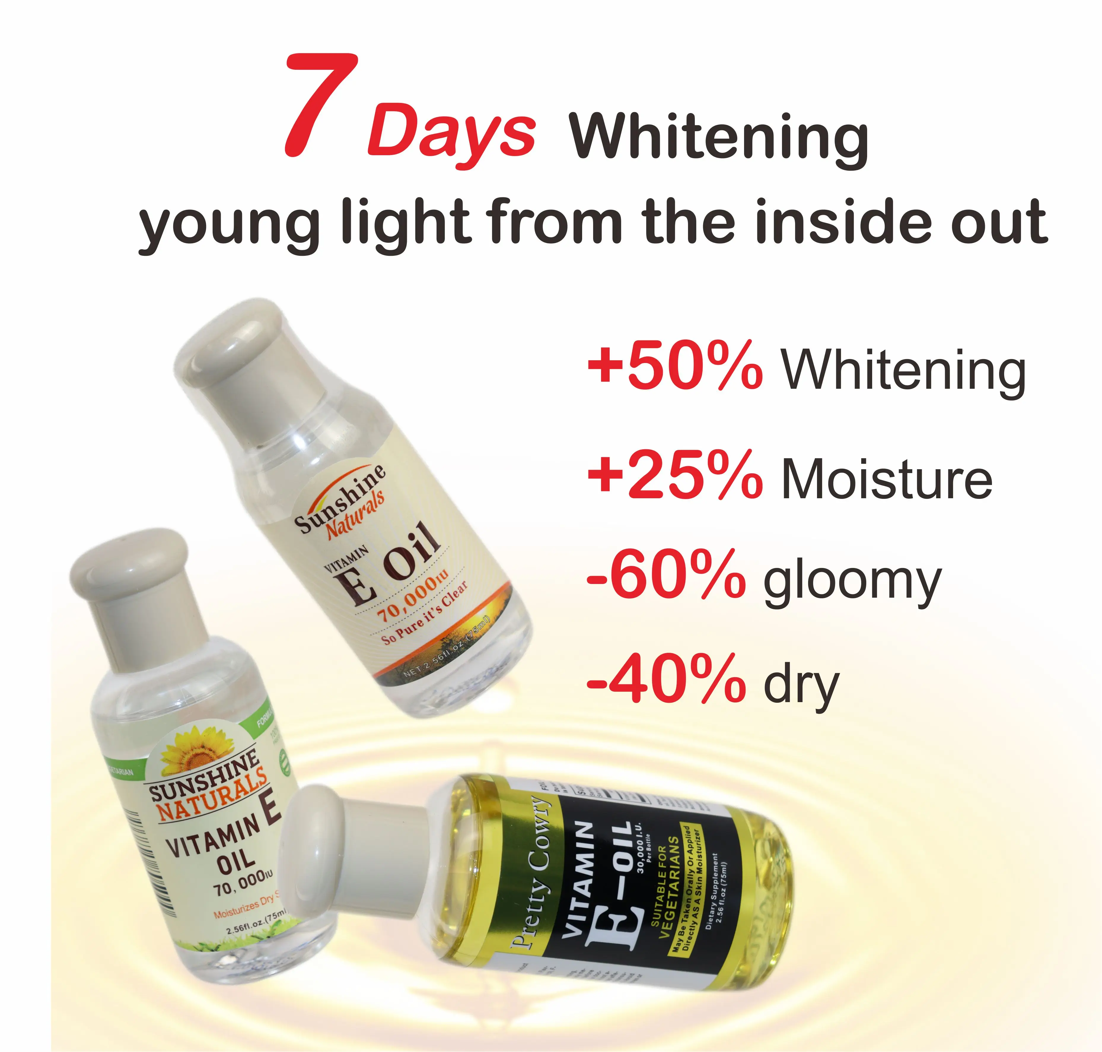 Srum Anti-rides Bio claircissant Vitamine E & C  l'Acide Hyaluronique  Liquide pour le Visage et le Cou, Soin Peau Tous Types, Marque Blanche