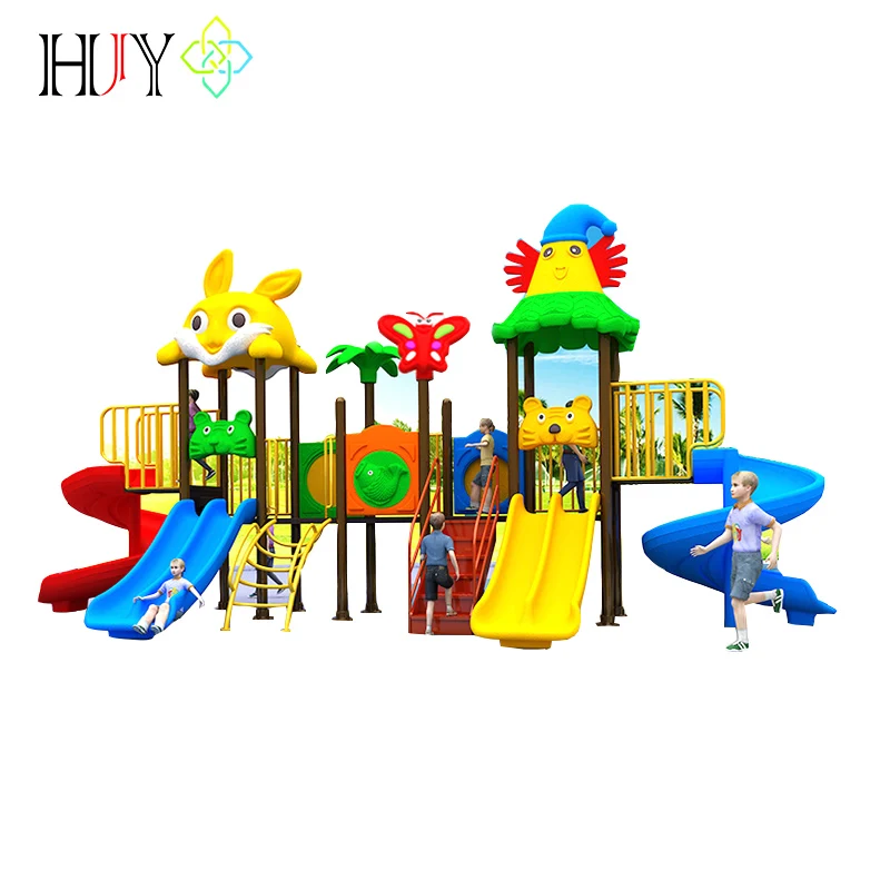 Good Kids Outdoor Treehouse Plastic Tunnel Slides Playground For School ...