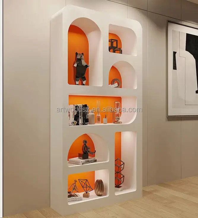 White Retail Store Display Shelf With Led Light Mdf Wood Commercial