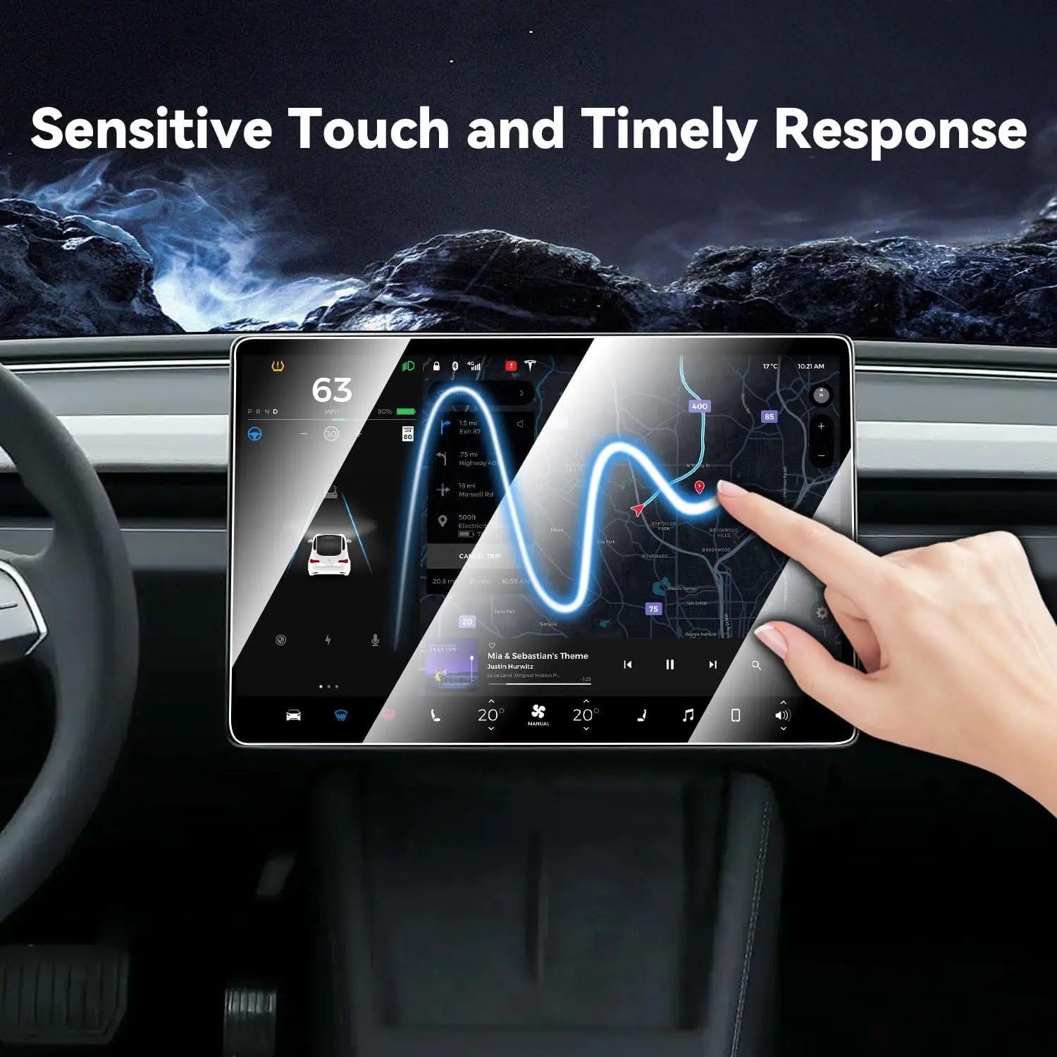 For Tesla Model 3 /Y/X 9H Hardness Safe Anti Shatter Center Control Touch Screen Car Navigation Tempered Glass Screen Protector
