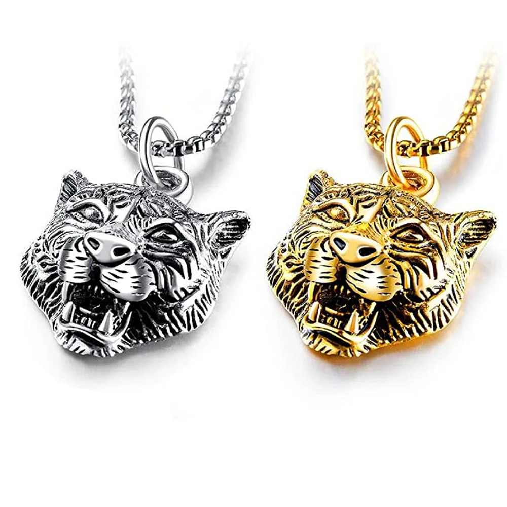 WDBAYXH Colgante Calavera Tigre Gótico Para Hombre, Collar De