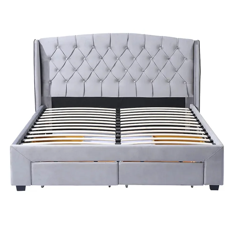 Odm Sample Tufted Fabric Double Bed Adjustable Twin Frame Queen Single ...