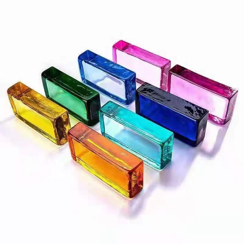 Wholesale Polished Crystal Brick Wall Square Solid Glass Block Clear Yellow Blue Red for Building Decoration Craft Materials