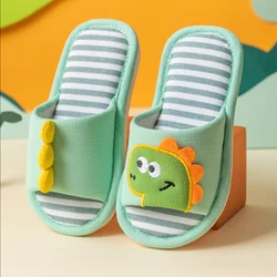 Детские ленивые модные тапочки нового дизайна, льняные тапочки с открытым носком