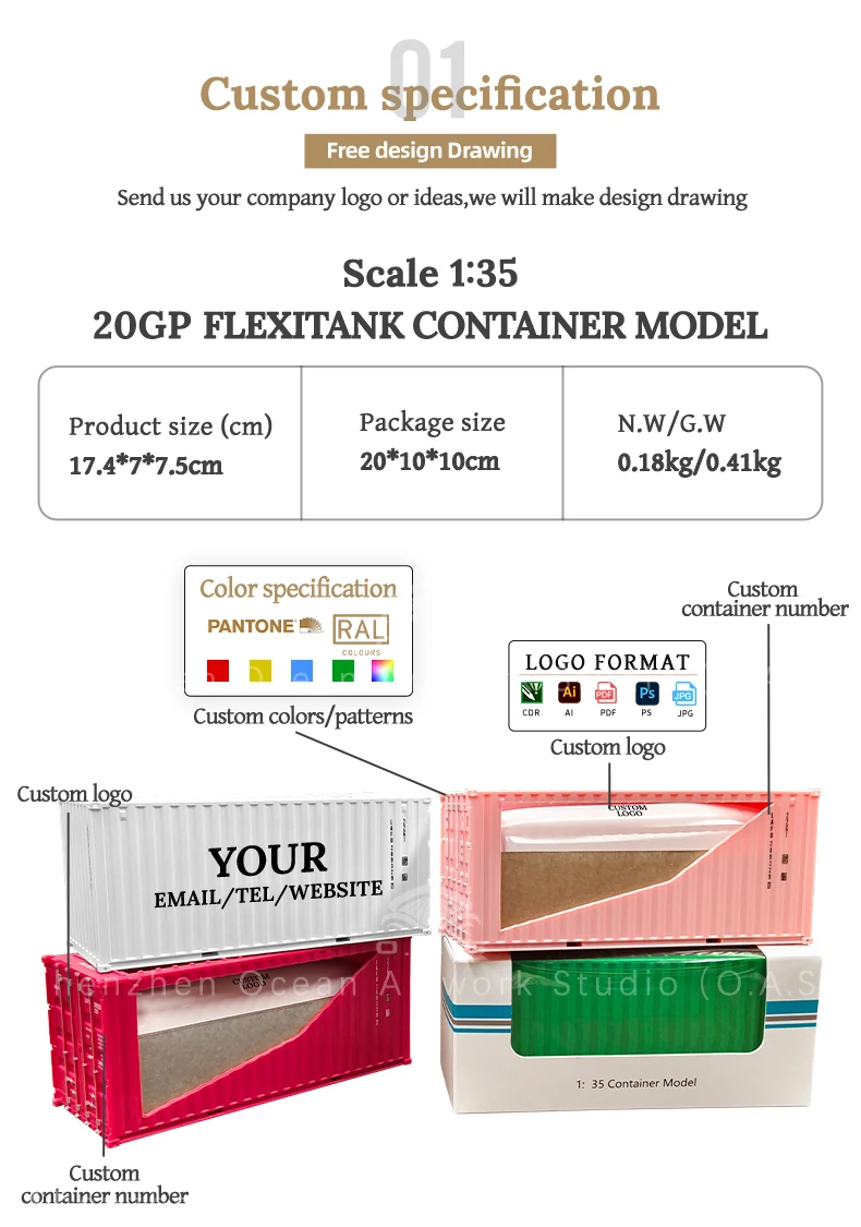 lcustomizable 20gp shipping container box 135 scale plastic crafts lafb liquid bag container scale model-8