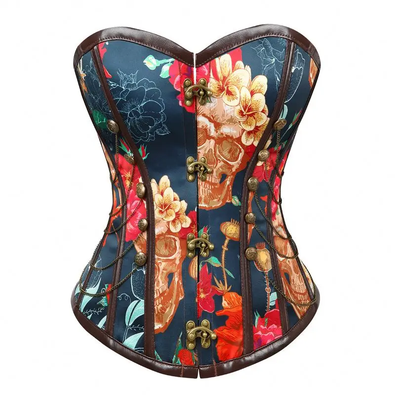 Antique Floral Skeleton Pattern Corset Busk Breast Shaper Corset Overbust Women Bustiers Lingerie Full Bodysuit Waist Cincher Buy Pattern Corset Busk Breast Shaper Bodysuit Waist Cincher Product On Alibaba Com