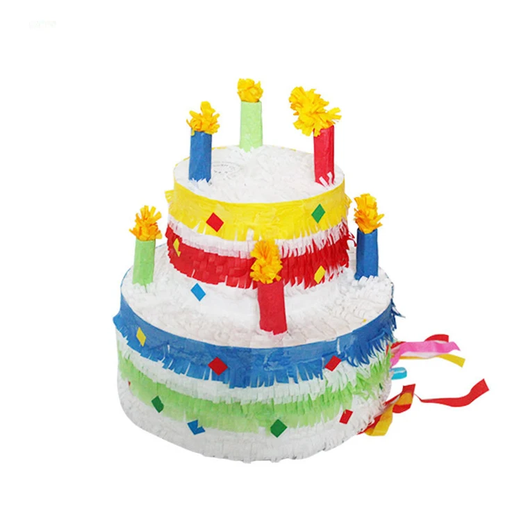 Модная детская пината для торта, трехслойная пината в форме торта, бумажная пината для вечеринки для детей