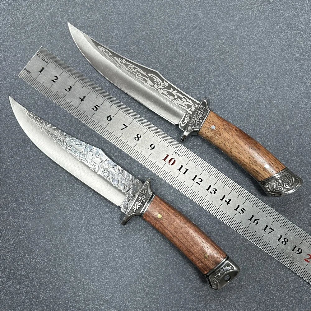 Exceptional Hand Forged Russian Knives with Handguard Bowie Fixed Blade Hunting Knives OEM Wood Handle Tactical Knife