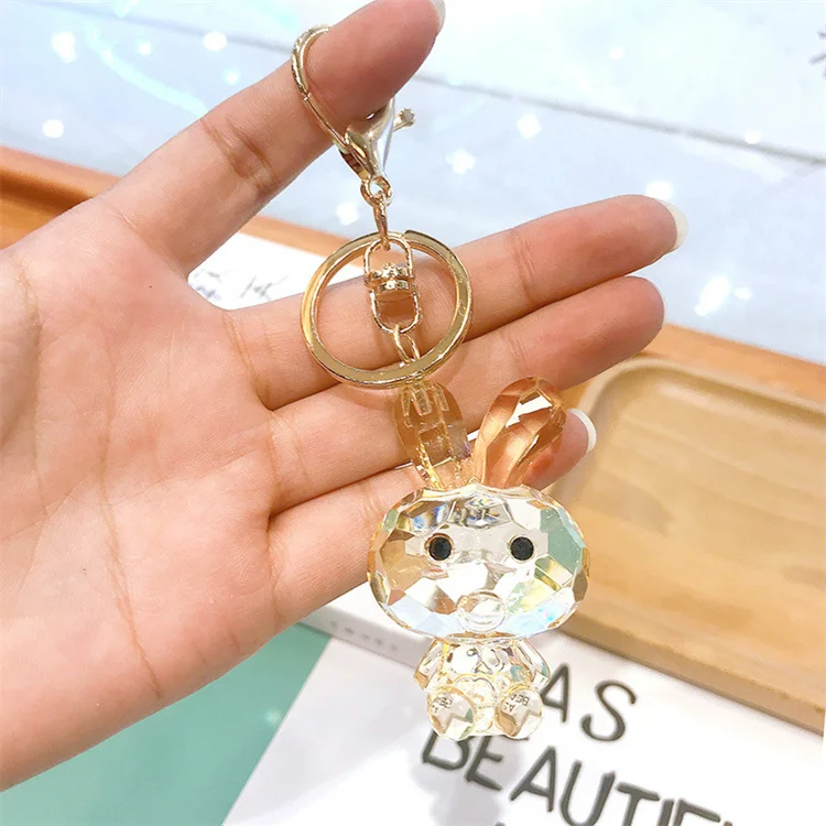 Crystal Rabbit Keychain Glittering  Key Chain for Women Bunny Car Bag Fashion Key Ring Buckle Accessories