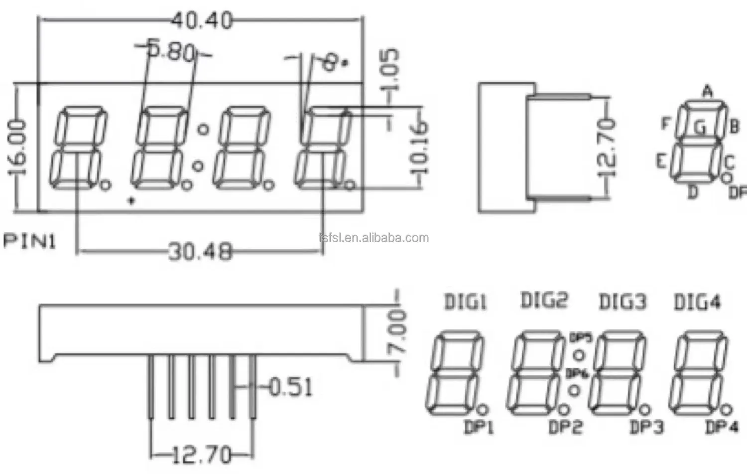 Green Light 7 Segment Led Display 0.4 Inch Led 7 Segment Display Led 4 ...