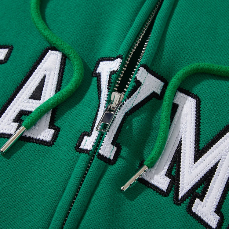 Heavy Thick Fleece Graphic Embroidered Hoodies Full Zip Up Hoodie Custom Unisex Hoodies For Men