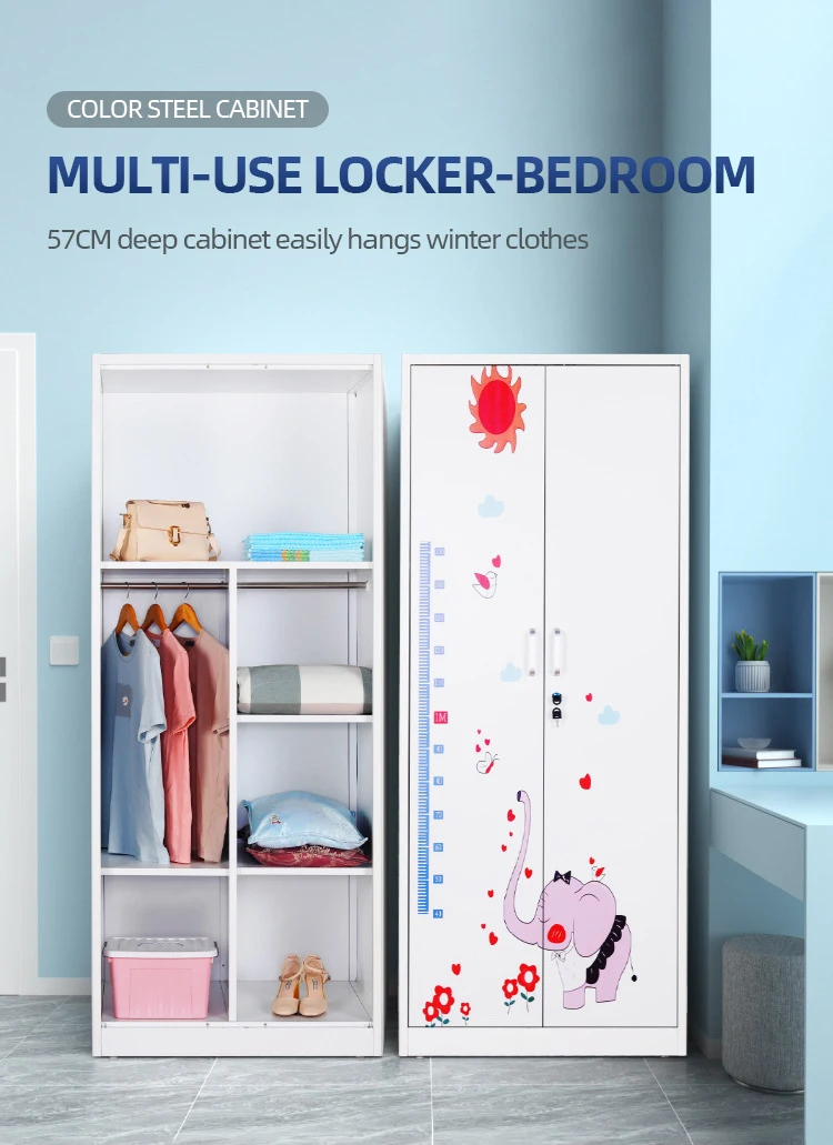 Cute Lockable Double-Door Metal Locker Storage Cabinet for Clothes and Bags supplier