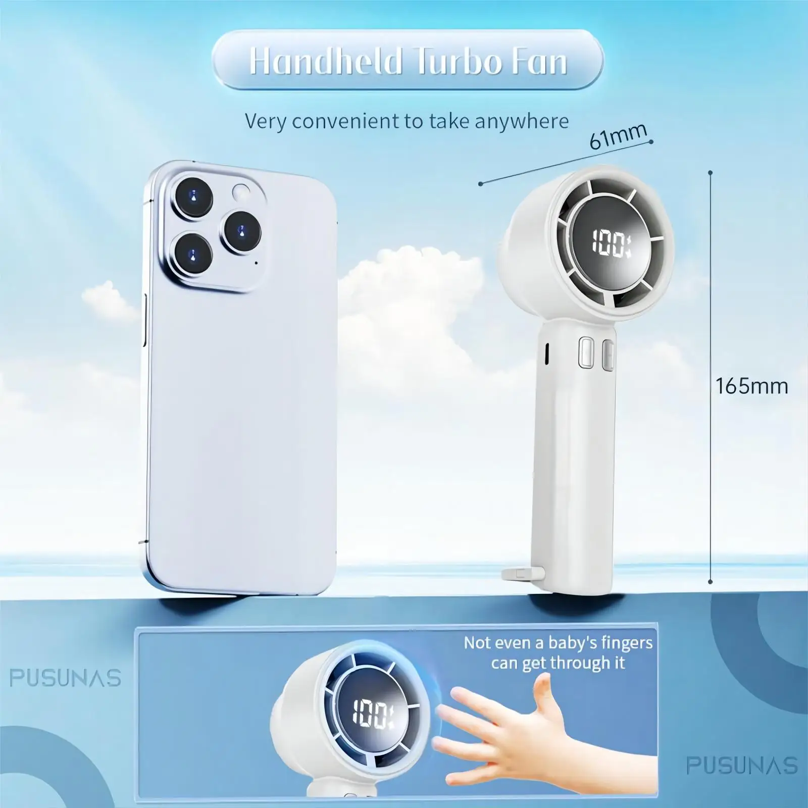 Led Display Handheld Fan, Portable, 3.7 V, USB - detail 12