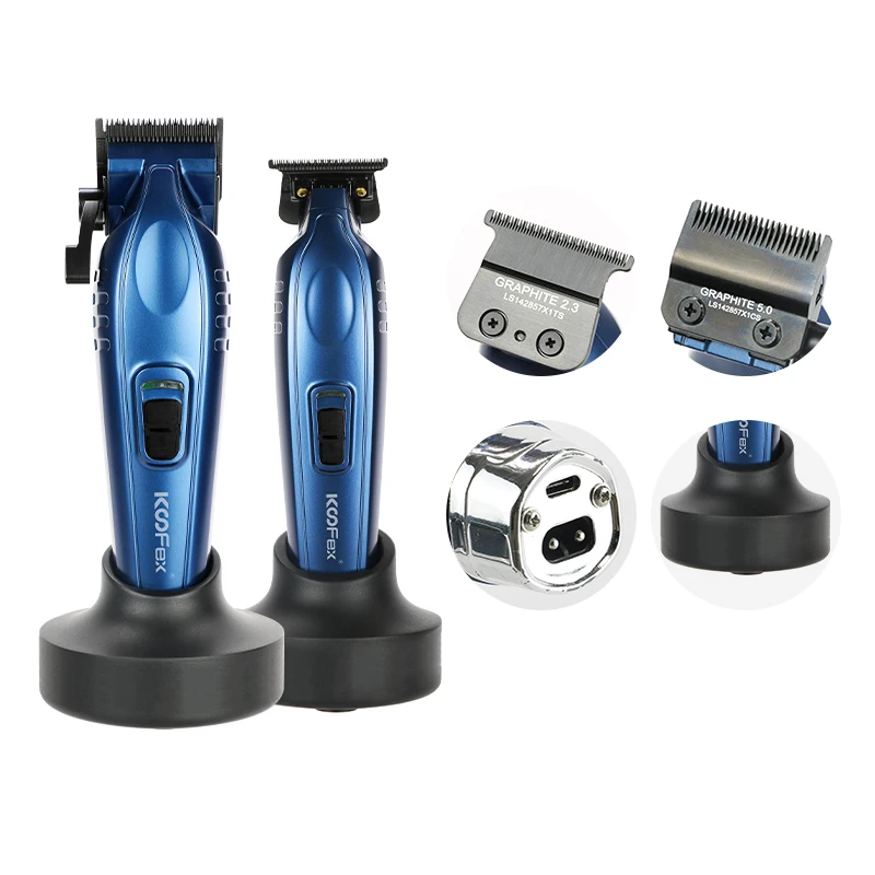 KooFex USB Charge BLDC Motor All Metal Body High Power Rechargeable Hair Clipper and Trimmer Combo with Stand for Men