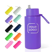 34oz 1000ml Frank Double Wall Vacuum Insulated Reusable Stainless Steel Sports Water Drink Bottle with Flip Straw Lid Strap