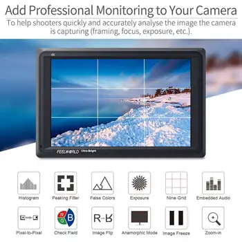 FEELWORLD FW279 DSLR Camera Field Monitor, 2200nits Brightness for Sunlight, 4K Input Output, Factory Wholesale, Logo Printing detail image
