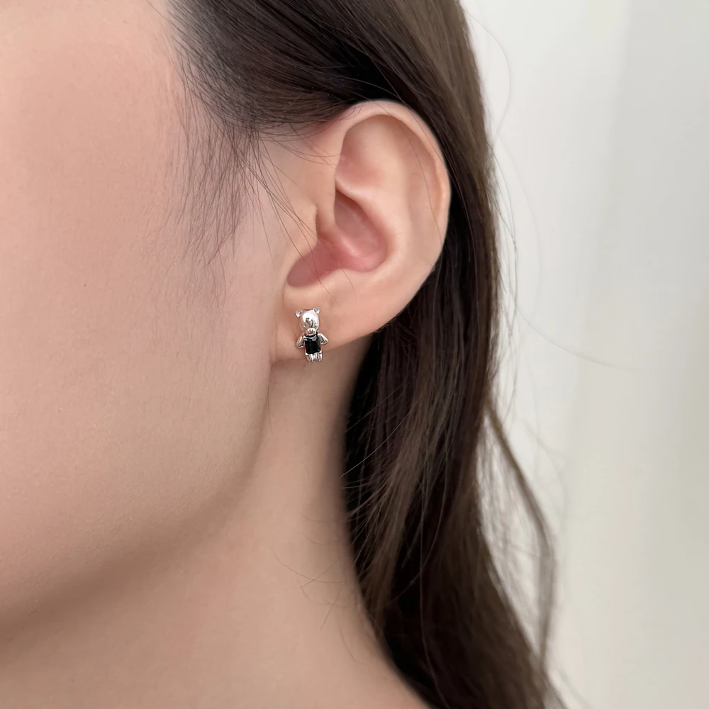 KAKODIY Cute Glamour Design Fashion Accessories Rhodium Plated 925 Sterling Silver 5A Cubic Zirconia Bear Stud Earrings Daily Life detail 6