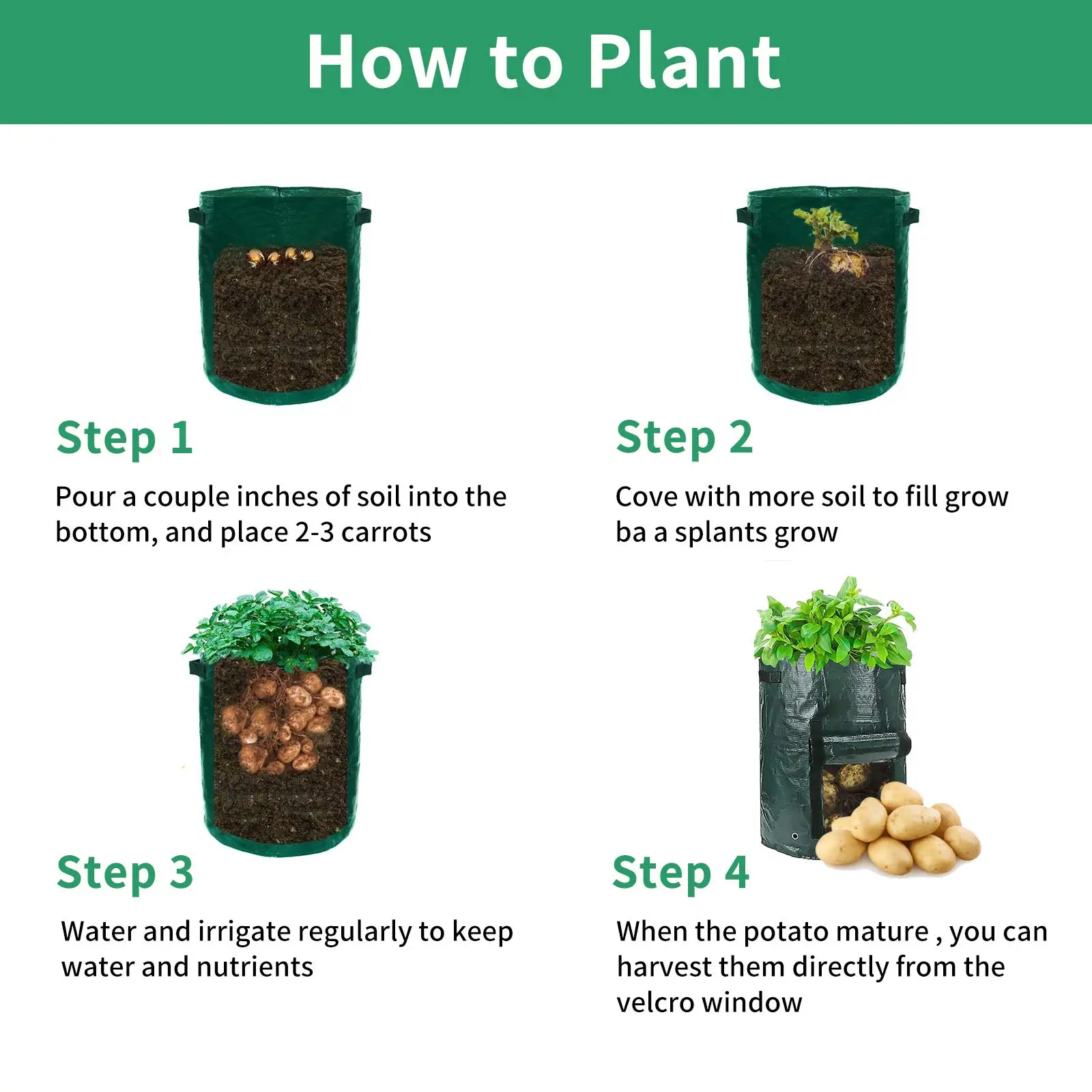 Kopotma 10Packs Mixed Size Grow Bags, Fabric Plant Grow Bags Variety Sizes Fabric Planters Garden Bgas Fabric Pots 3gal 5gal 7gal 10gal 15gal 2