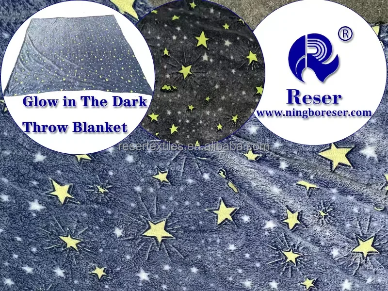 100% Polyester Super Soft Knitted Flannel Glow-in-the-Dark Festival Star Personalized Character Throw Blanket Kids Four Seasons
