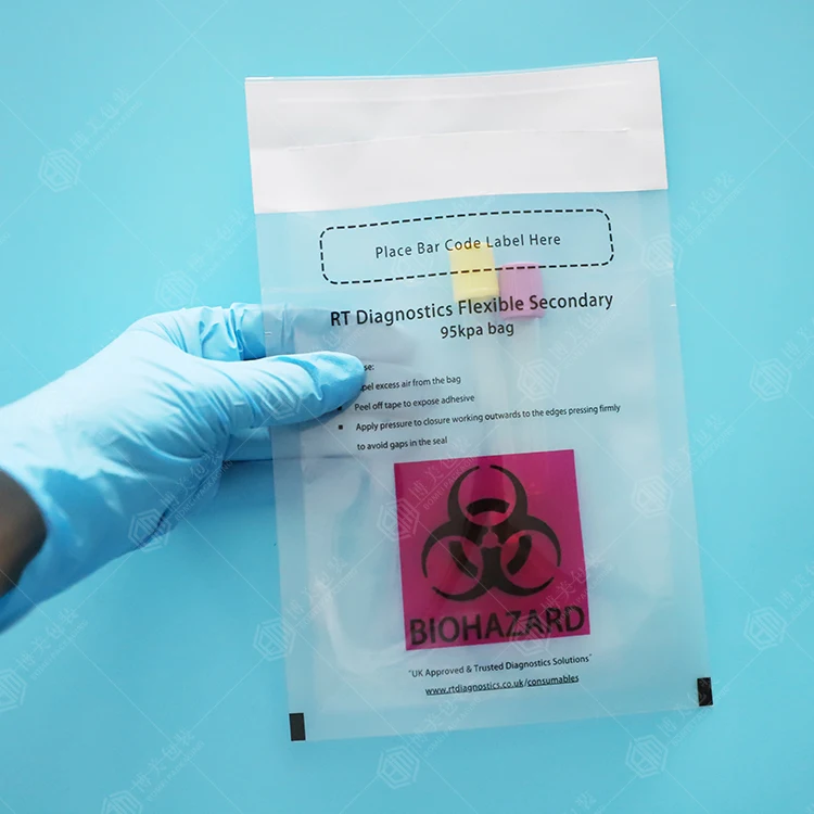 Customized 95kpa Biohazard Transport Specimen Bags Absorbent Pad Self