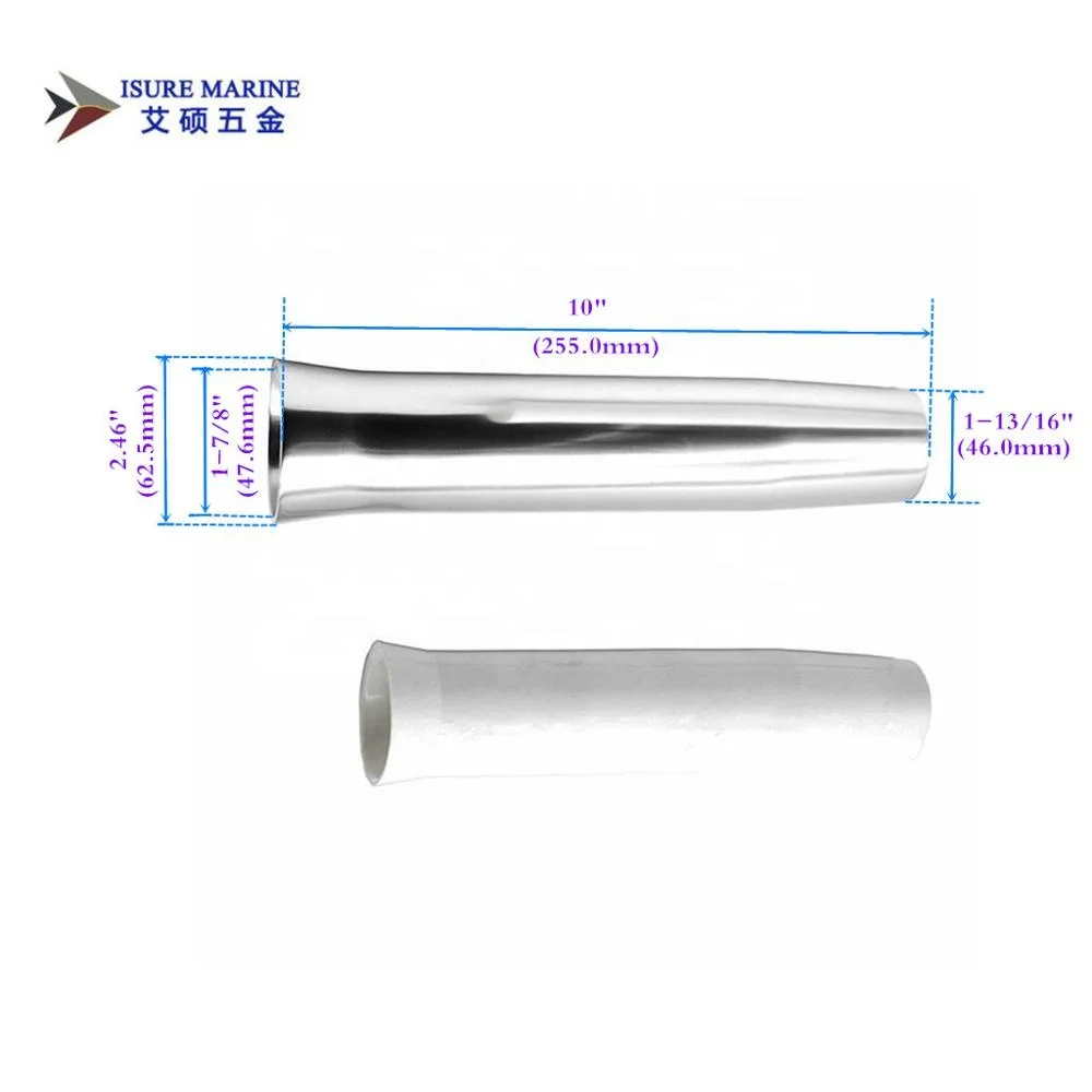 ISURE MARINE Aluminum Flared White Vinyl Insert Weld-on Rod Holder
