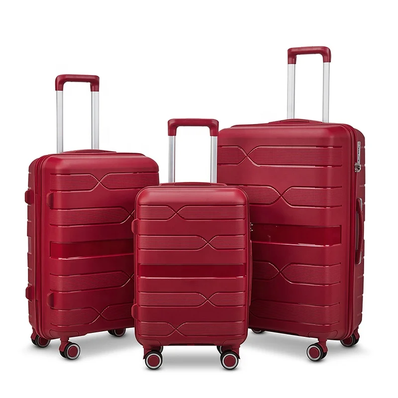 Dongguan Rose Gold Travel Luggage Suitcases Set 3 Piece Champagne Hard PP Polypropylene Carry-Ons Elegant & Durable