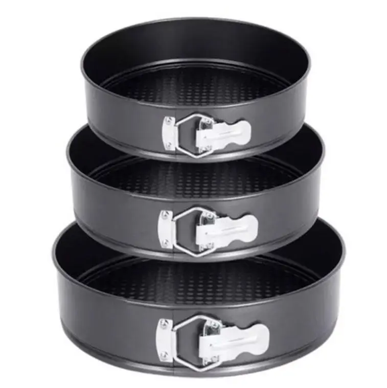 Set of 3pcs Round Non-Stick Carbon Steel Cake Moulds Springform Pan for Baking Microwave Oven Safe Bakeware for Cooking