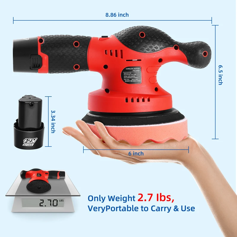 Orbital 15mm 5in Cordless Dual Action 6-Speed Variable Speed 120W 5500 ...