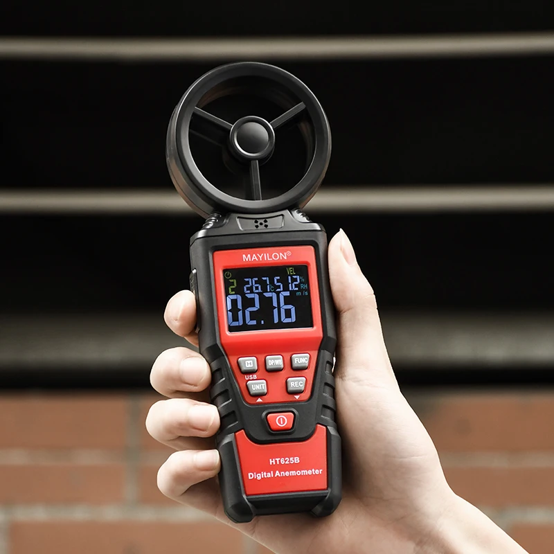 MAYILON Digital Anemometer HT625B Wind Speed Meter for Measuring Wind Speed Temperature Dew Point and Wind Chill and Humidity