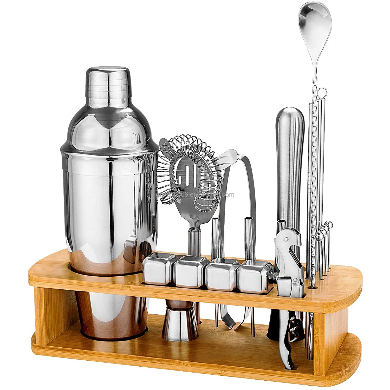 ADTZYLD Cocktail Shaker Set Bartender Kit,Bar Set with Bamboo Stand 12 Piece Bartending Tools 25 oz Professional Stainless Steel Martini Shaker with Cocktail Recipes Booklet 