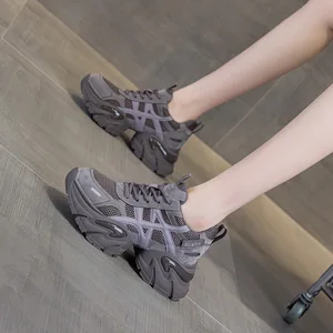 High quality thick sole height increasing women's shoes, breathable mesh sports shoes, casual and fashionable trendy shoes