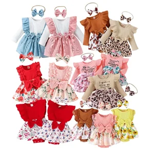 New Baby Clothes 0-3 Months Baby Gift Set One Pieces Playsuits Jumpsuit Bodysuits 2PCS  Plain Baby Rompers