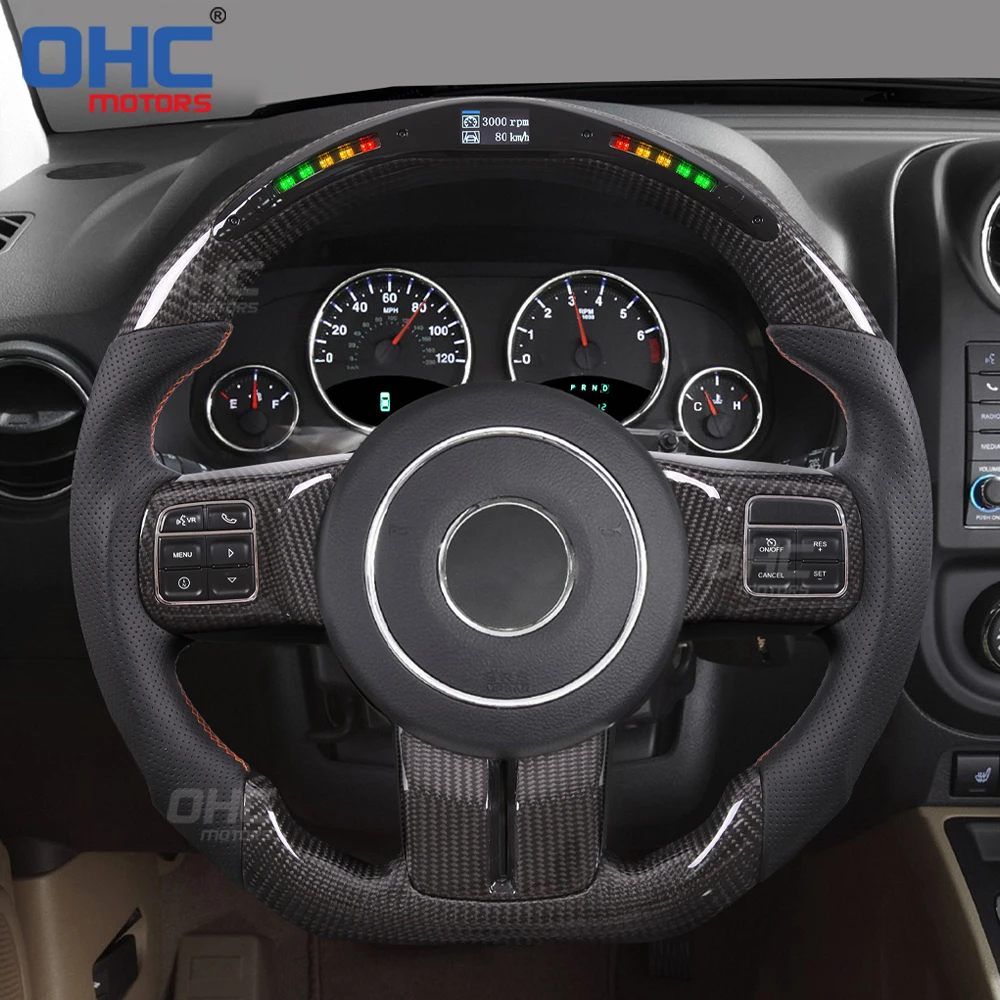 Led Smart Carbon Fiber Steering Wheel Compatible With Jeep Wrangler Jk  Steering Wheel Carbon Fiber Ohc Motors - Buy Carbon Fiber Steering Wheel,Steering  Wheel Forjeep Wrangler Jk,For Jeep Wrangler Jk Steering Wheel